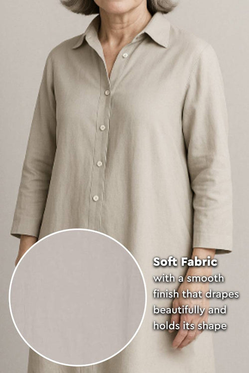 Refined Comfort wide-leg two-piece set in soft, smooth polyester fabric with a flowing, wrinkle-resistant drape.