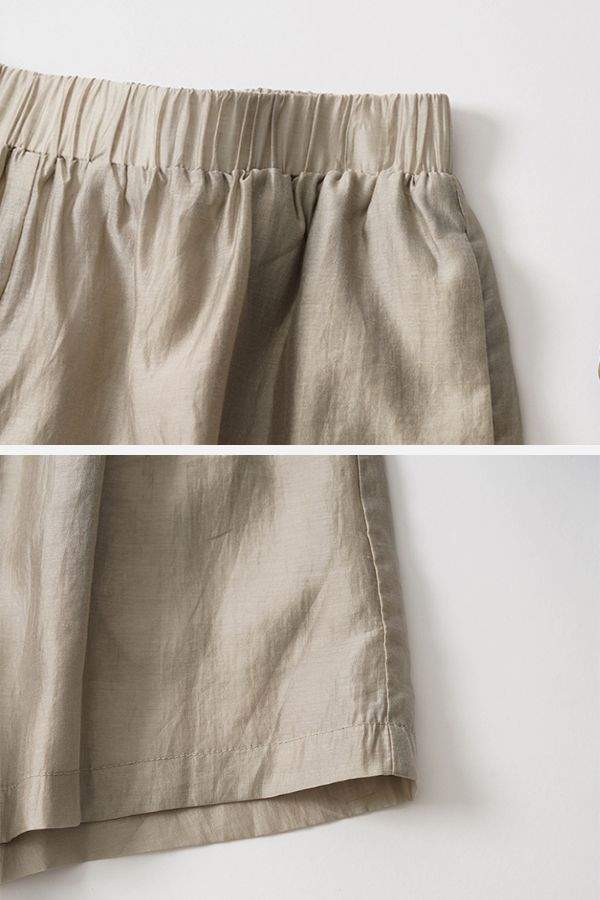 Soft Mornings wrinkle-free beige shorts with elastic waistband and soft breathable fabric detail