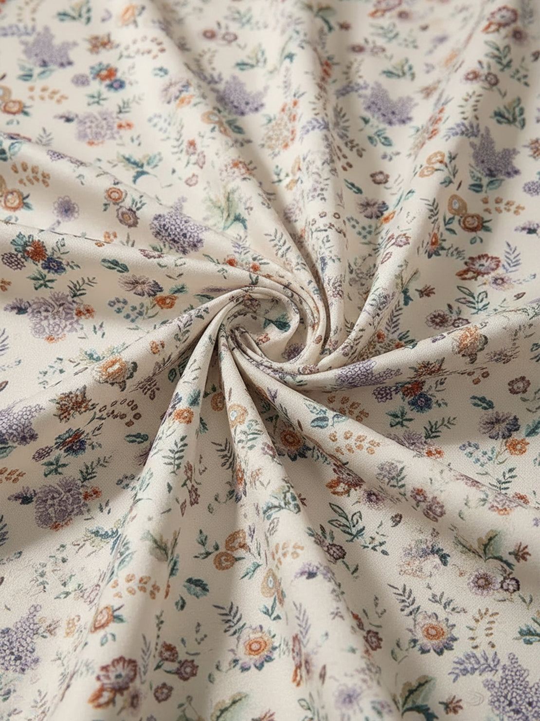 floral button-down shirt with long roll-up sleeves and hip-length relaxed fit