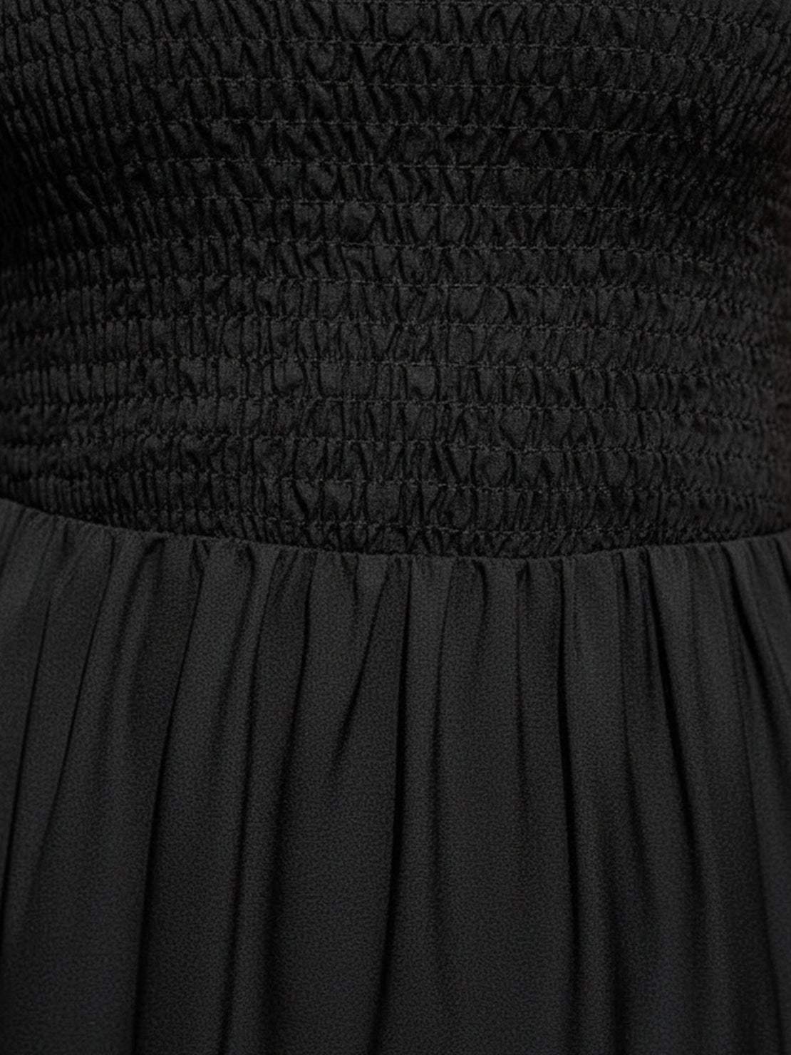 Smocked sleeveless maxi dress with tiered skirt and scoop neckline