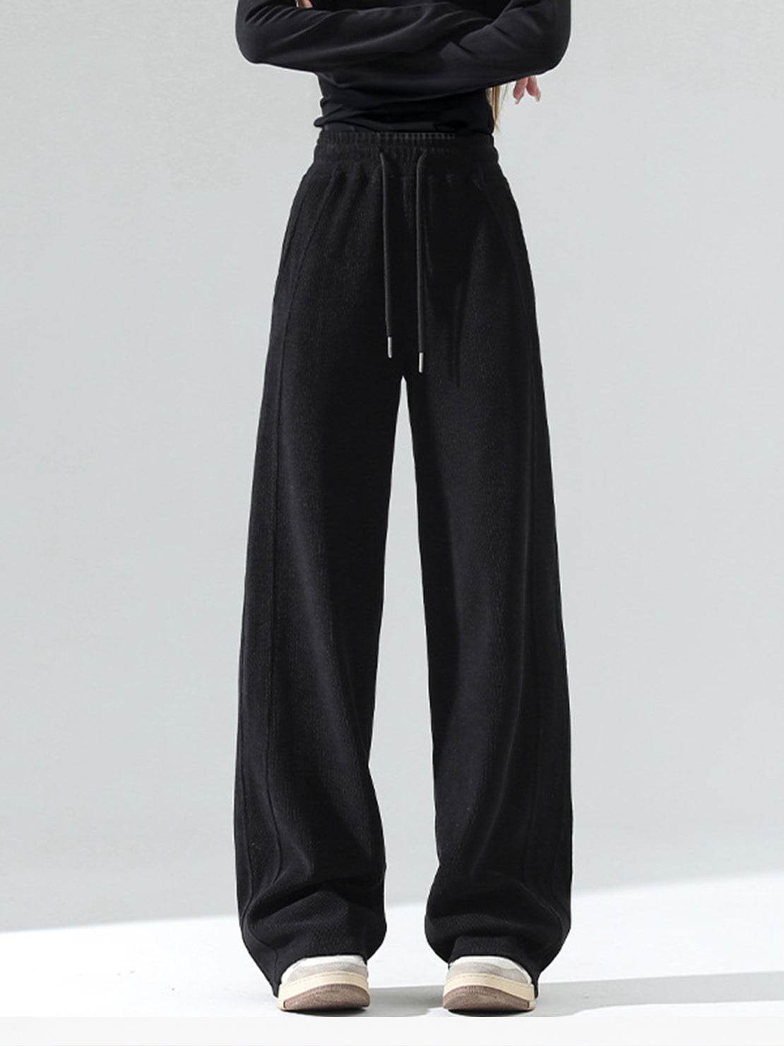 Chenille zip-up hoodie and wide-leg pants loungewear set in soft fabric with drawstring and side pockets