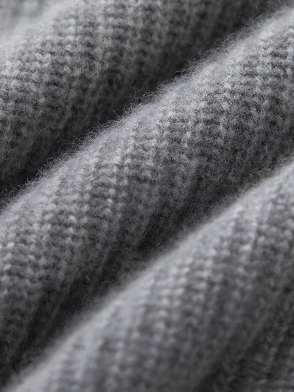 100% Alashan cashmere diamond-collar cardigan with ribbed knit and crystal buttons