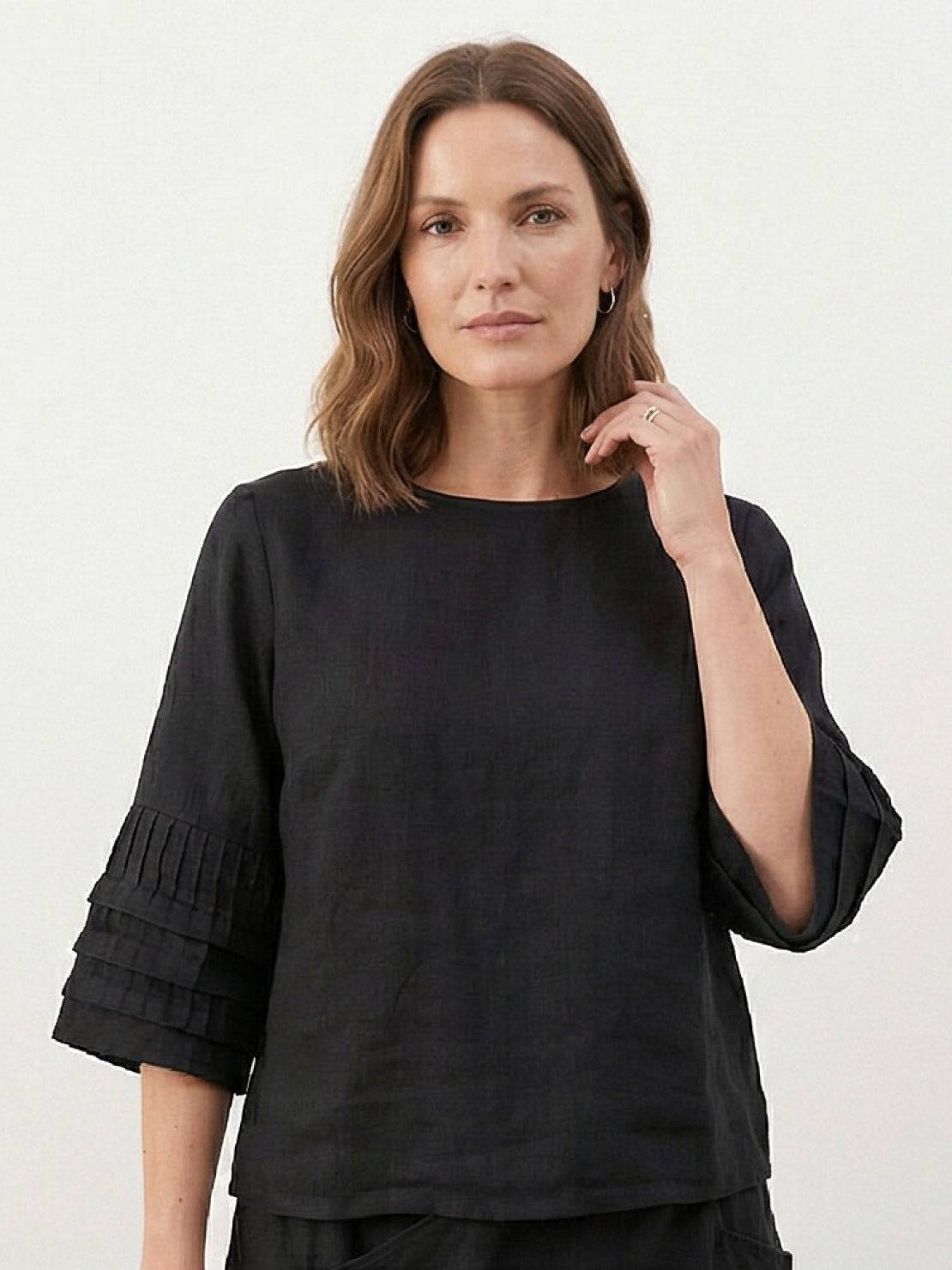 100% cotton two-piece wrap skirt set with crinkle finish and elastic waistband