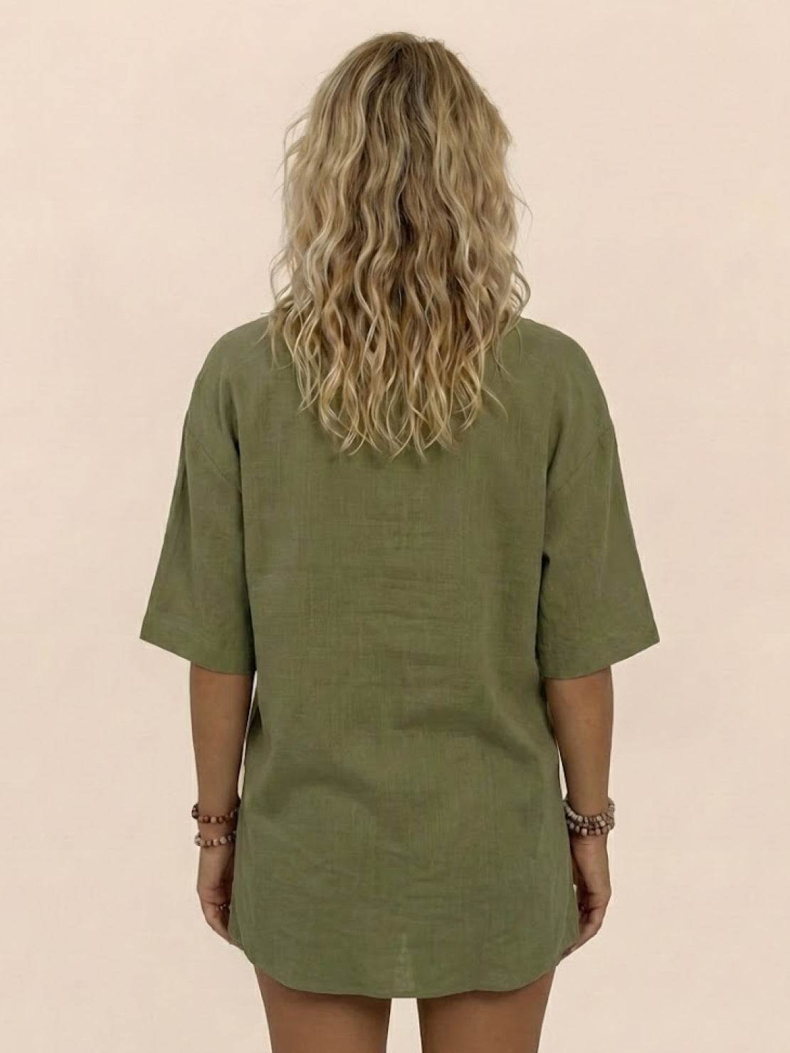 Coastal linen cotton two-piece set with breathable fabric and relaxed fit