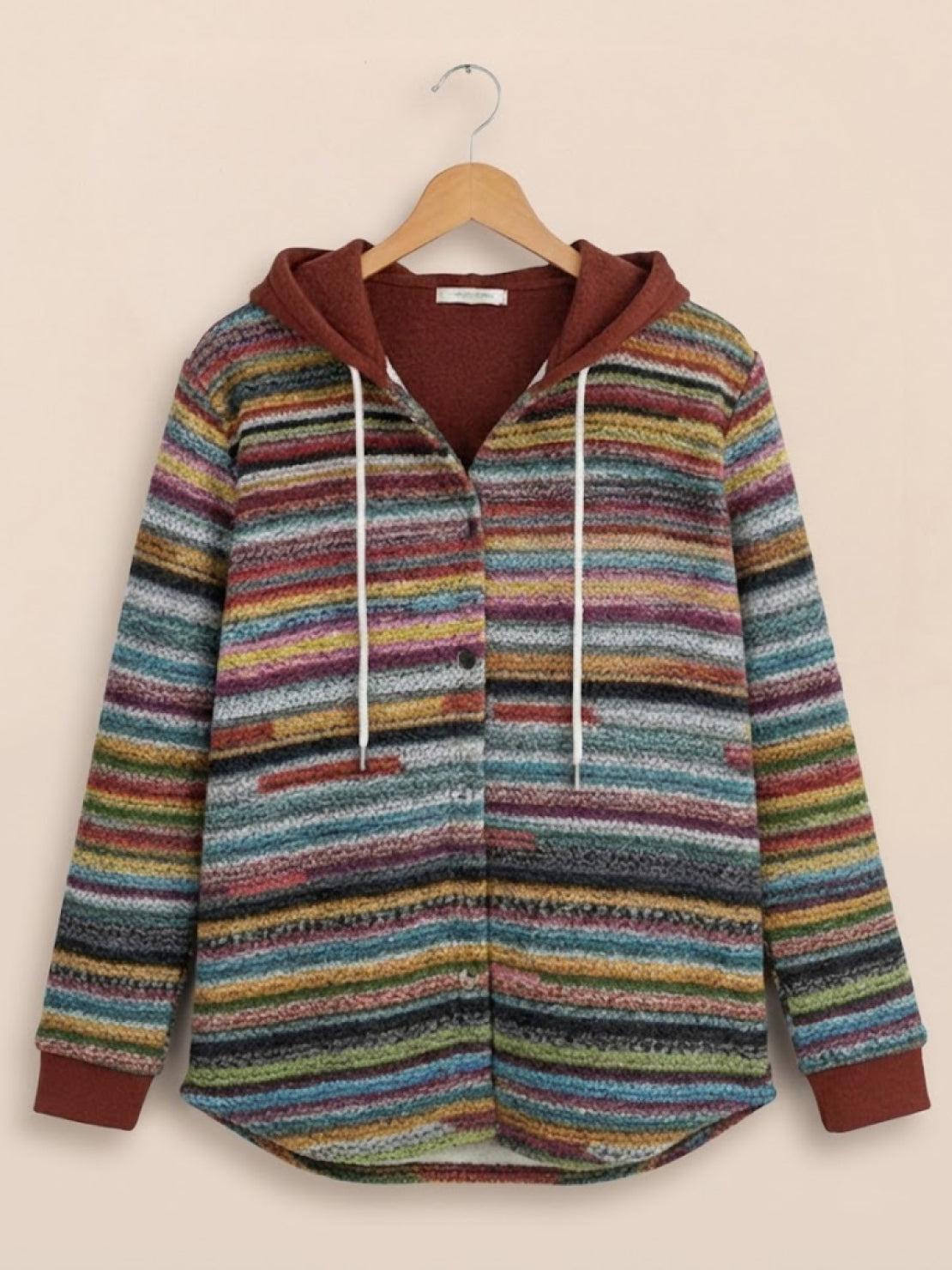 Highland Plaid Shacket women's relaxed fit plaid overshirt with fleece lining and attached hood