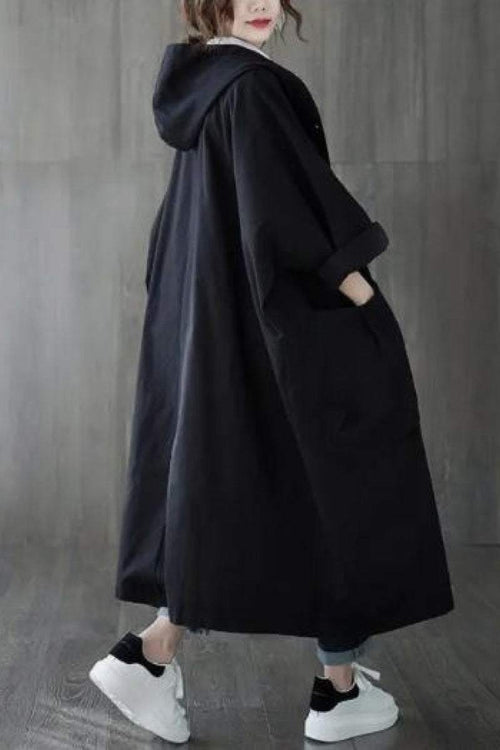 One size fits all oversized water resistant windbreaker jacket with hood and large pockets