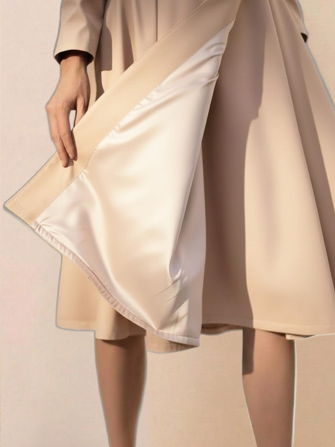 Water-repellent rain A-line hooded women's raincoat with belt and insulated lining