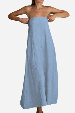 100% Cotton Linen “Dolce Vita” Strapless Dress