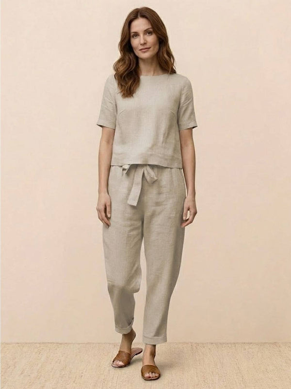 Cotton linen monochrome set, front view