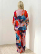 Plus size vibrant floral matching set with breathable, stretchy fabric and flowy silhouette