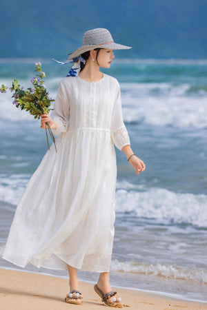 100% Linen Coastal Shift Dress TOSCANA