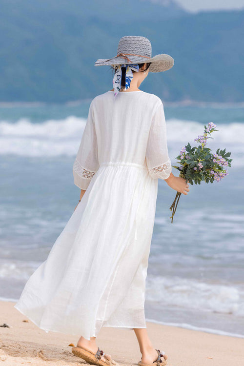 100% Linen Coastal Shift Dress TOSCANA