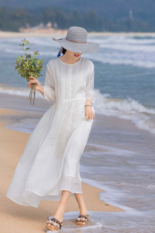 100% Linen Coastal Shift Dress TOSCANA