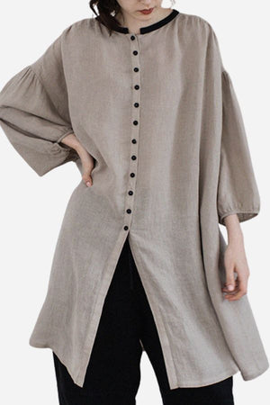 100% Linen Oversized Button-Down Tunic