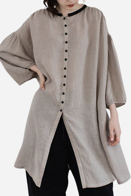 100% Linen Oversized Button-Down Tunic