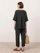 Monochrome Batwing Leisure Co-Ord with boxy crop top and high-waisted tapered pants