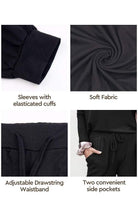 Cozy Chic Two-Piece Sweatsuit with elastic cuffs, soft fabric, adjustable waistband, and side pockets