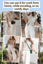 Comfy Couture Knit Sweater two-piece set with knit pullover and high-waisted pants in neutral tones, perfect for work, travel, and casual wear.