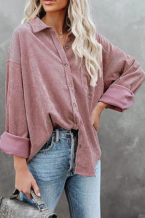 Sleek Suede Oversized Button-Down Shirt