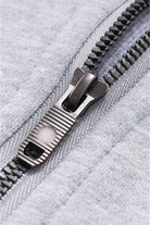 Close-up of zipper on gray fabric Cozy Oversized Half-Zip fleece pullover sweatshirt