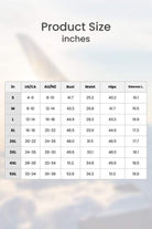 Everyday Fashion Loose-Fit two-piece matching set size chart with bust, waist, hips, and sleeve length measurements in inches for women.