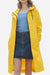 Lightweight ultra water-resistant yellow long windbreaker jacket with hood and zipper closure
