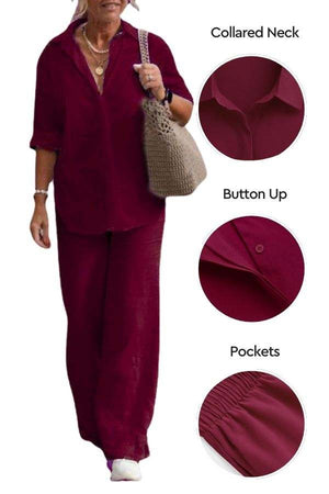 Relaxed Shirt & Trousers Two-Piece Set