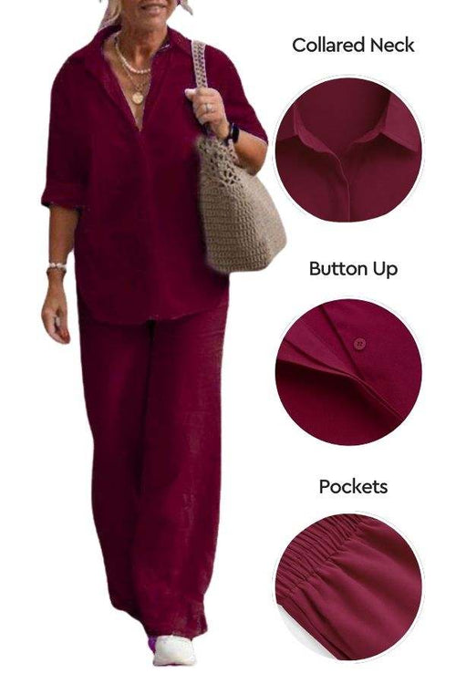 Relaxed Shirt & Trousers Two-Piece Set