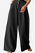 Black button front high waist wide-leg palazzo pants for women