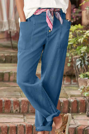 Casual Button-Down Utility-Chic Trousers with Pockets