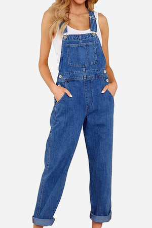 Denim-look, Tapered-leg Adjustable Bib Overalls