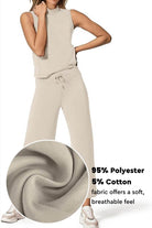 Cotton Chic Sleeveless two-piece set in beige with soft breathable polyester-cotton fabric