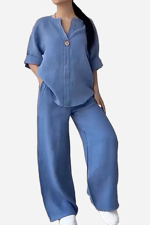 Pure Linen Two-Piece Casual Comfort Set