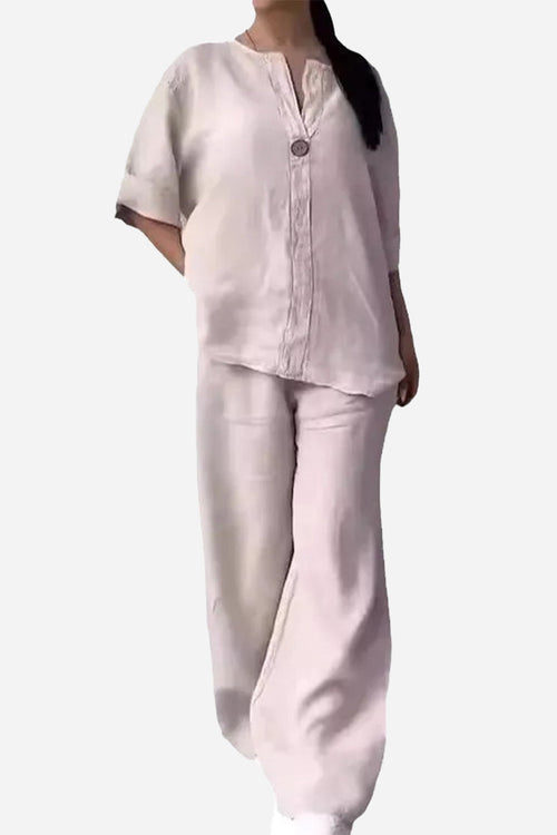 Pure Linen Two-Piece Casual Comfort Set