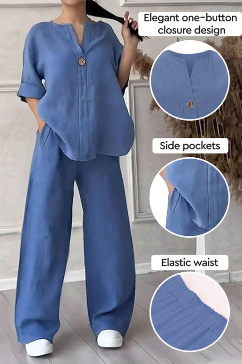 Pure Linen Two-Piece Casual Comfort Set