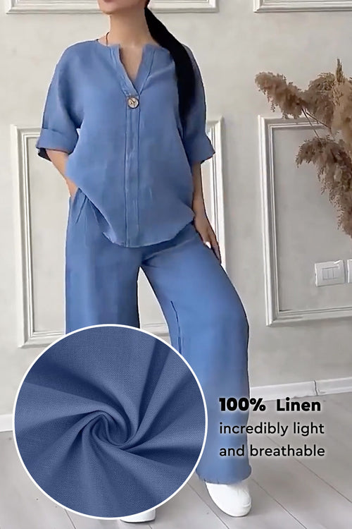 Pure Linen Two-Piece Casual Comfort Set