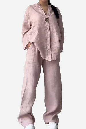 Pure Linen Two-Piece Casual Comfort Set