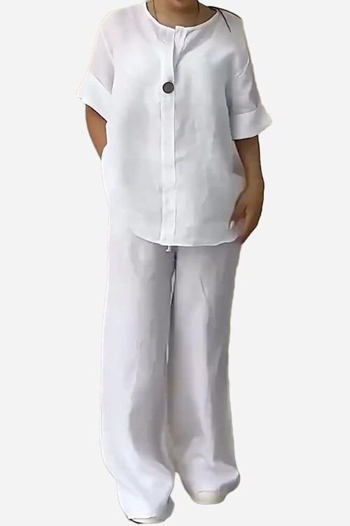 Pure Linen Two-Piece Casual Comfort Set