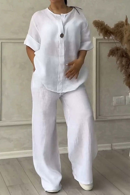 Pure Linen Two-Piece Casual Comfort Set