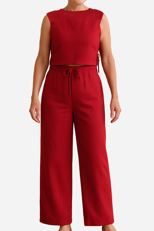 Breathable Cotton-Linen Blend Two-Piece