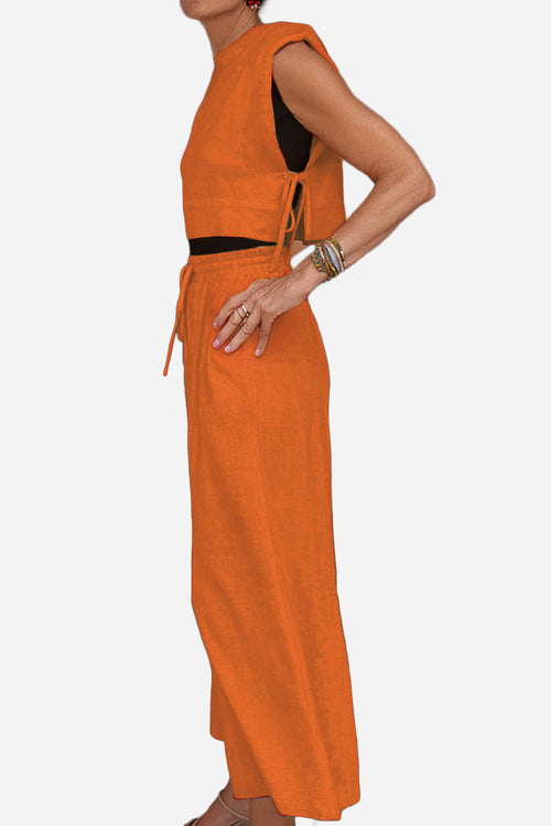 Breathable Cotton-Linen Blend Two-Piece