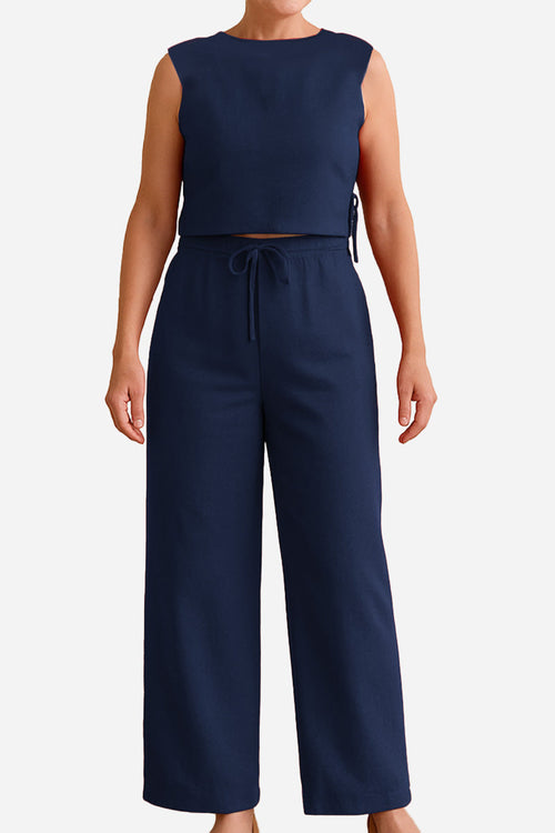 Breathable Cotton-Linen Blend Two-Piece