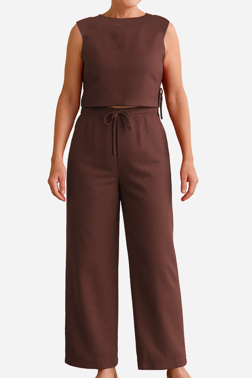 Breathable Cotton-Linen Blend Two-Piece