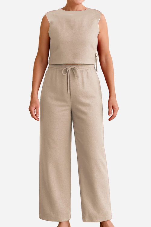 Breathable Cotton-Linen Blend Two-Piece