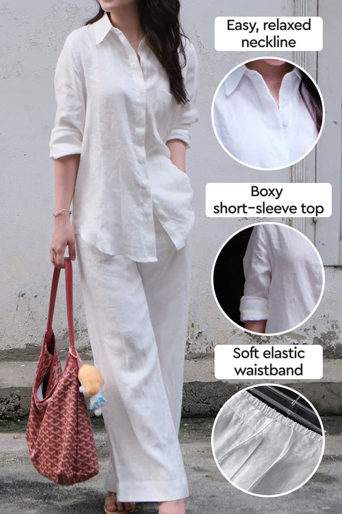 100% Linen Natural Comfort Travel Two-Piece