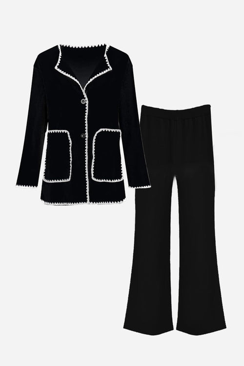 Mix & Match Contrast-Trim Knit Cardigan Set