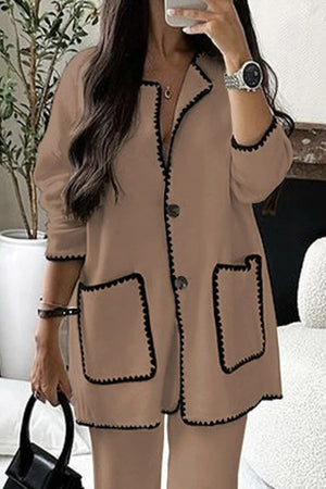 Mix & Match Contrast-Trim Knit Cardigan Set