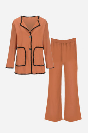 Mix & Match Contrast-Trim Knit Cardigan Set
