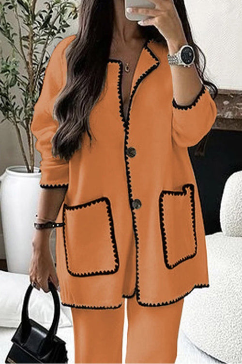 Mix & Match Contrast-Trim Knit Cardigan Set