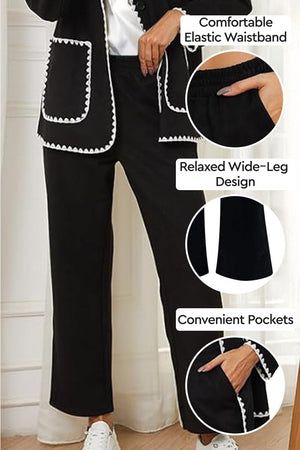 Mix & Match Contrast-Trim Knit Cardigan Set